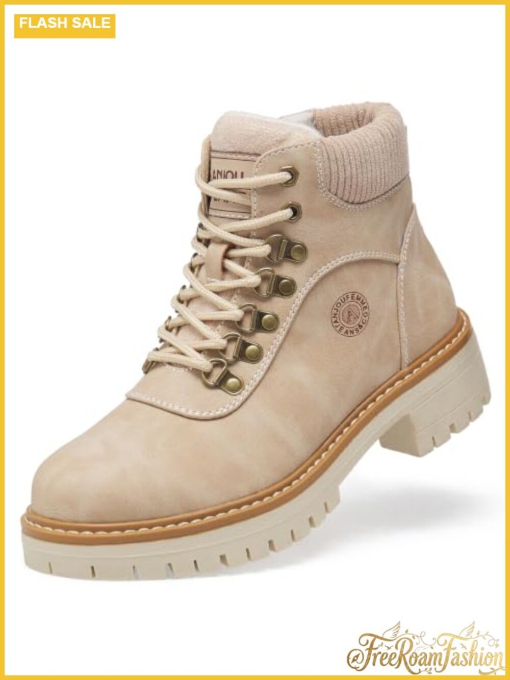 Waterproof Faux Leather Winter Hiking Boots Warm Faux Fur Lined Ankle